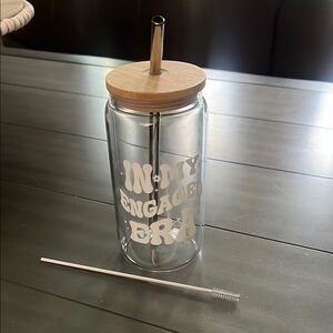 Glass Tumbler with Bamboo Lid and Straw